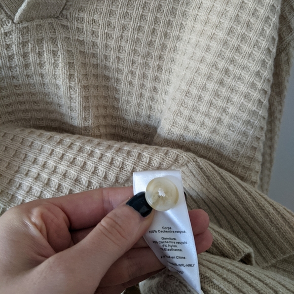 Everlane Belgian Waffle Recashmere Henley in Canvas XXS NWOT - Picture 9 of 14